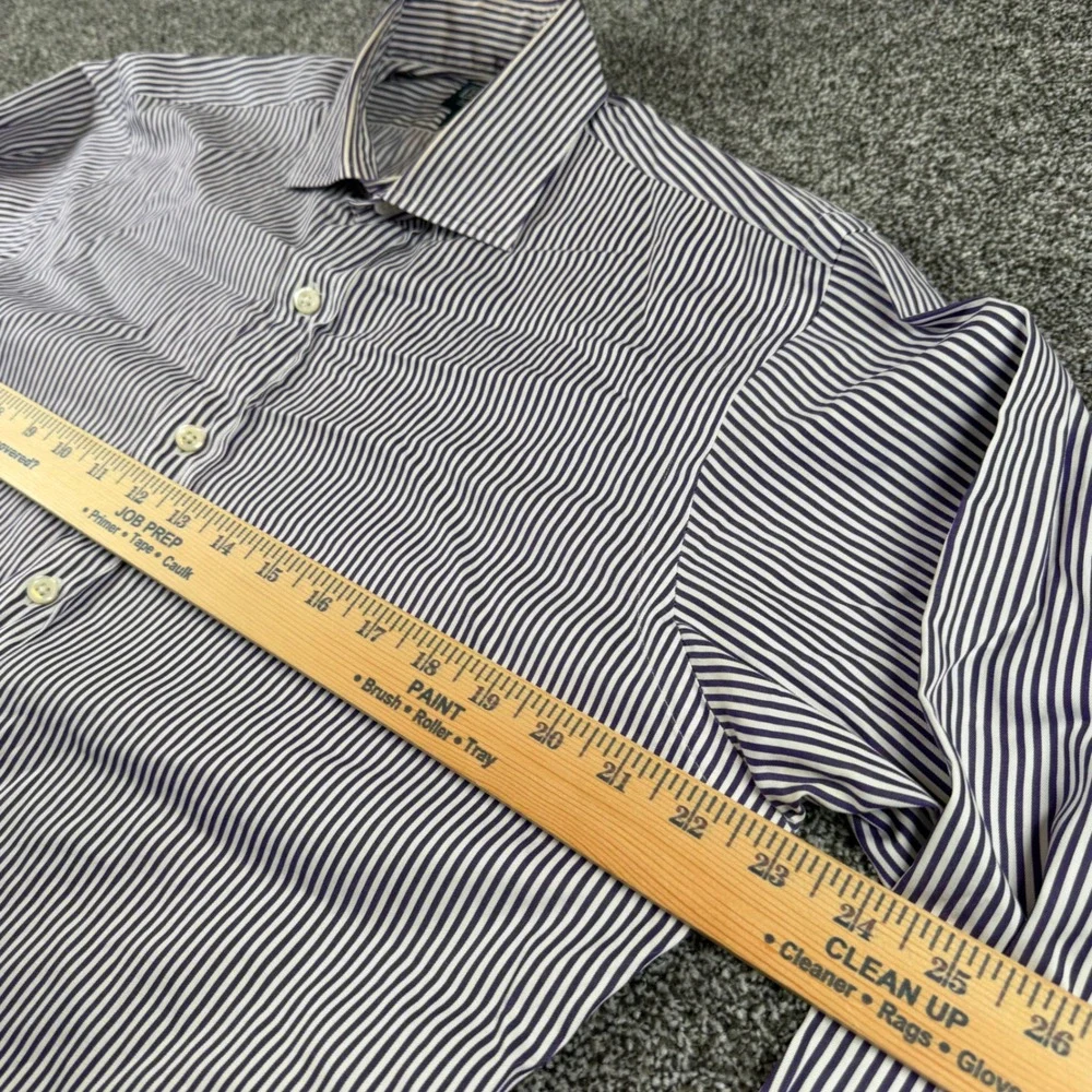Polo Ralph Lauren Button Down Men's 15.5-35 Purple Striped Estate Custom Fit